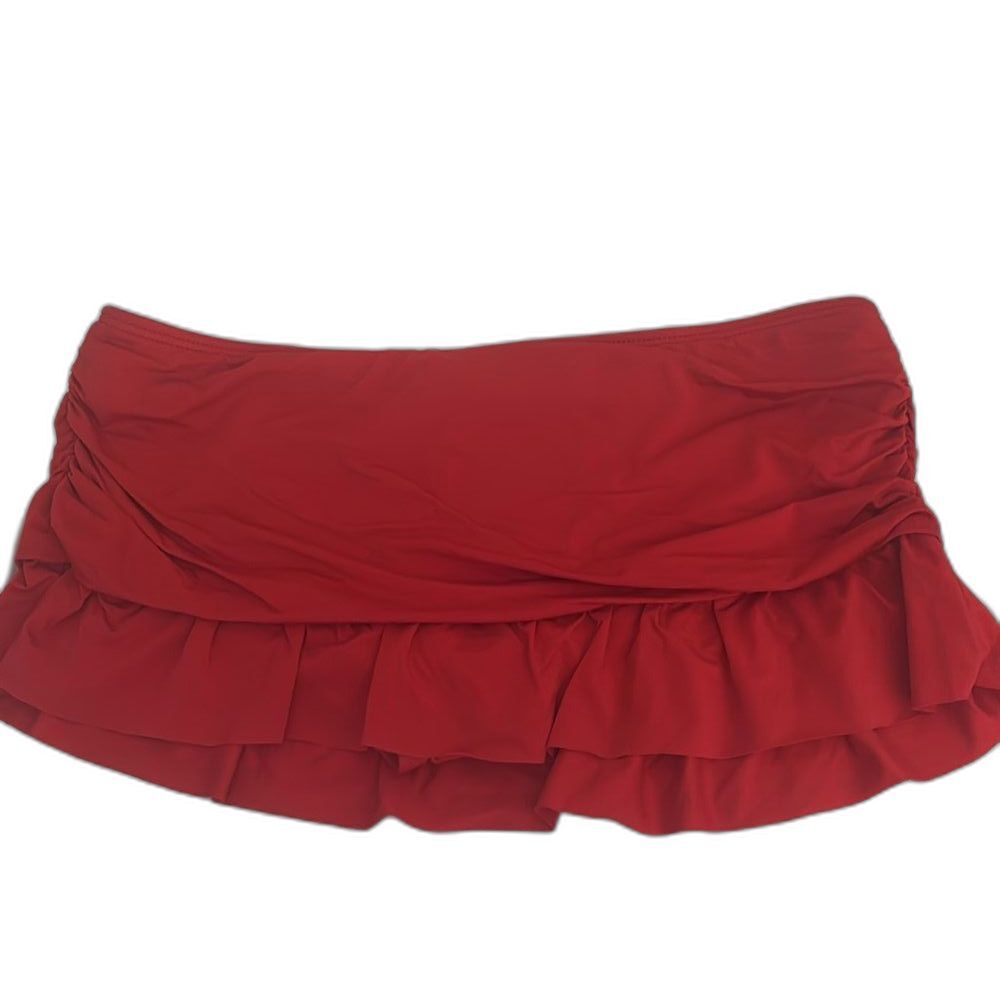 Kenneth Cole Reaction Red Ruched Ruffle Skirted Bikini Bottom Size Small
